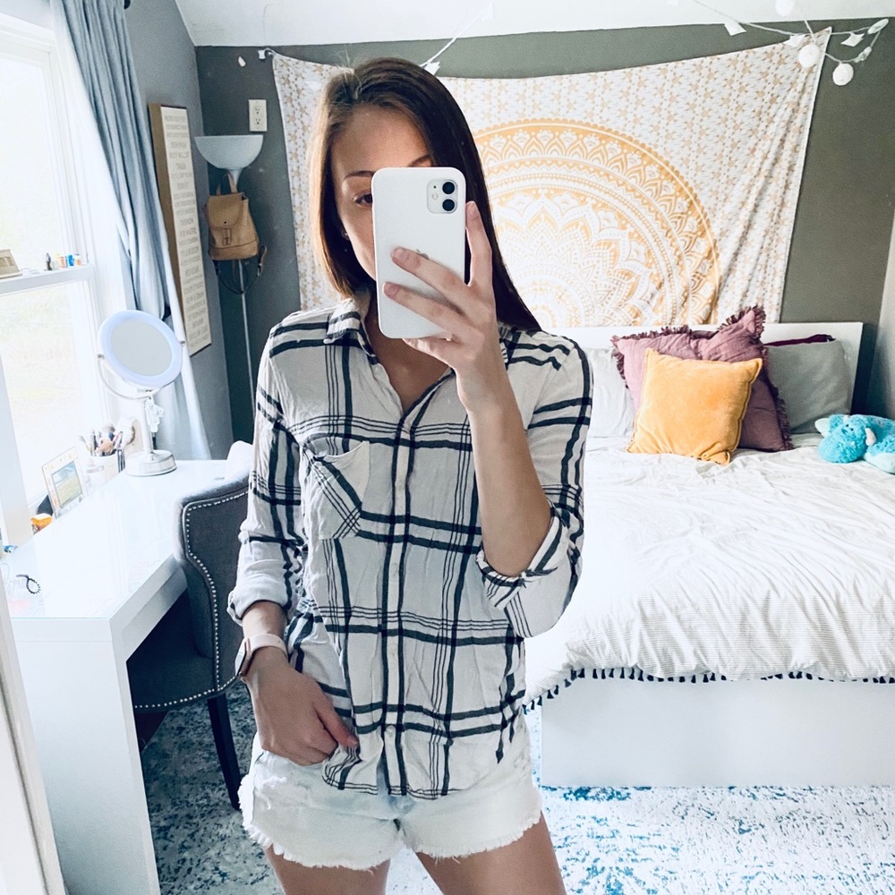 American Eagle White-Black Flannel - S